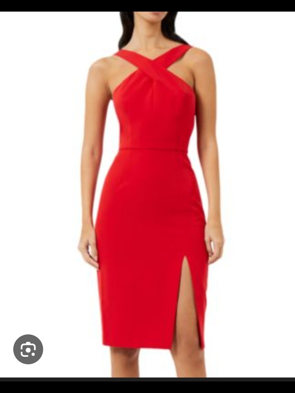 French Connection Red One-Shoulder Cross-Strap Sheath Dress